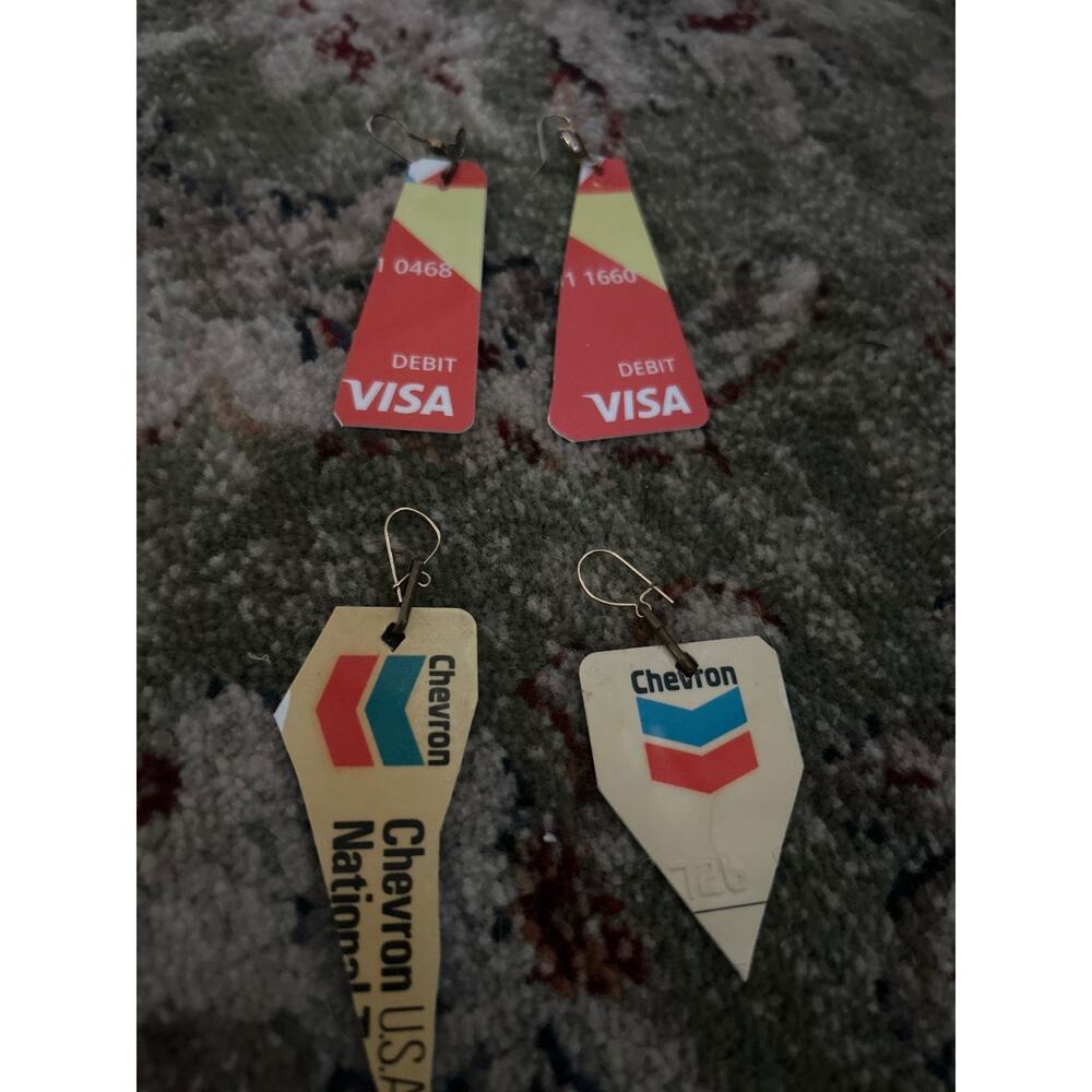 Credit Card Novelty Earrings. Visa And Chevron